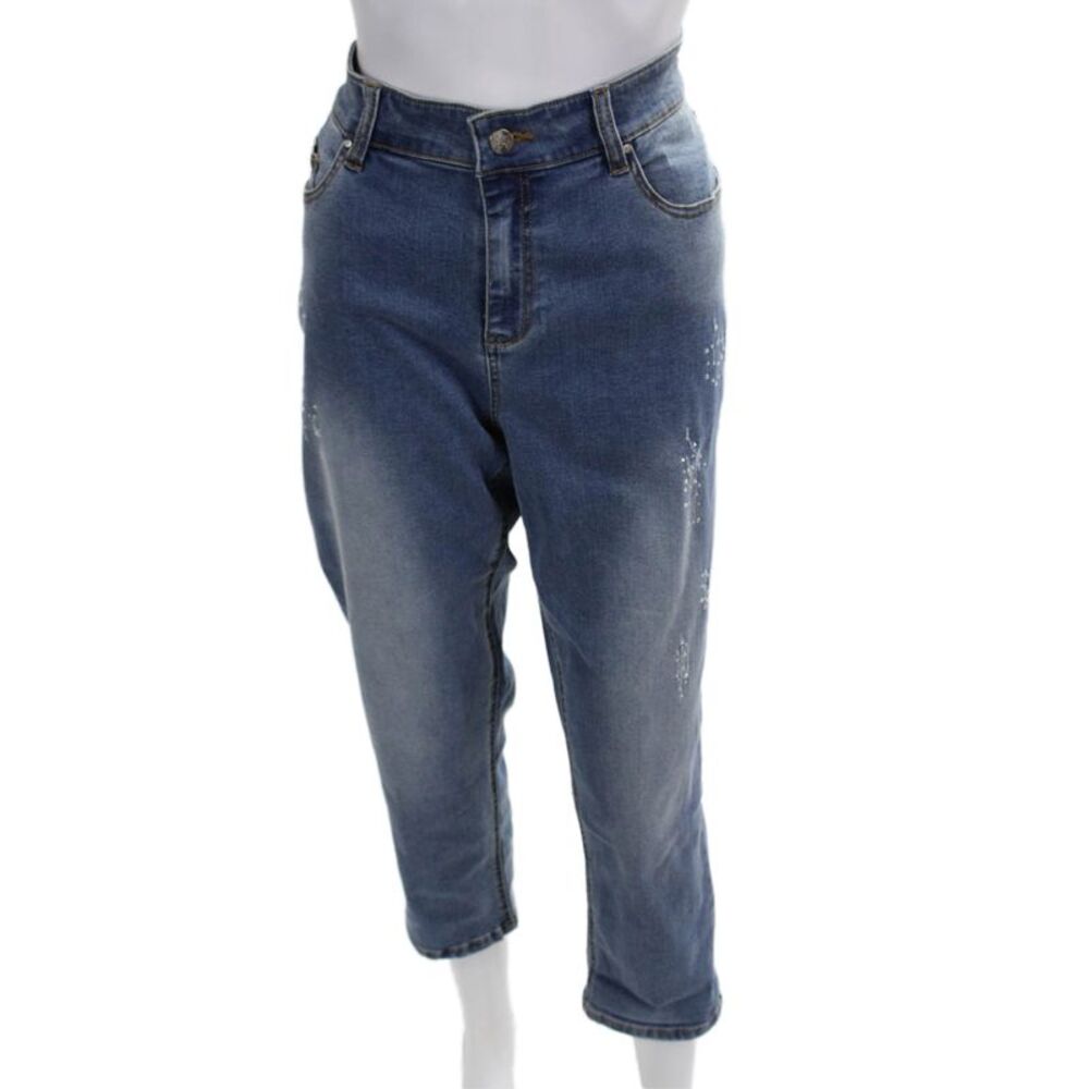 Renuar Women Cropped Mom High Rise Blue Jeans Size 12
